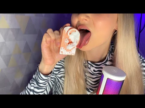 ASMR ear licking, eating | Sucking | АСМР Ликинг уха | Мouth sounds | ASMR eating marshmallows