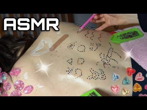 ASMR / Bedazzling My Friend’s Back 💎 + Body Massage (real person asmr, gum chewing, breaths +)