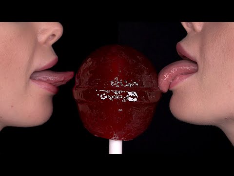 ASMR ❤️ Twin HUGE Lollipop Licking 🍭👅💦 Mouth Sounds 👄 4k