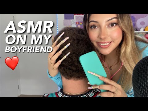 ASMR Head scratching & hair brushing personal attention on my boyfriend (w/ XL nails) 💖 | Whispered