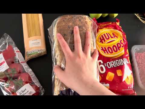 ASMR Grocery Haul | snacks for hiking | soft spoken British accent | sleep & relaxation