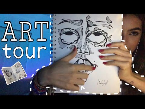 ASMR// showing you my drawings (whispers, tracing & scratching)✏️
