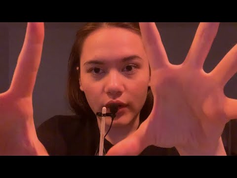 ASMR - unintelligible whispering with FAST hand movements & mouth sounds