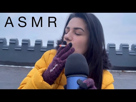 ASMR | Rooftop Ramble (Close Up Whispering, Mic Blowing & Smoking)