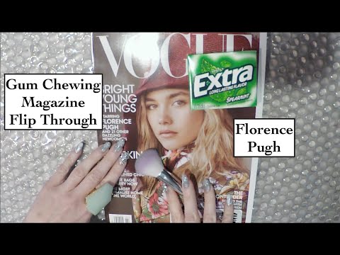 [ASMR] Gum Chewing Magazine Flip Through | Florence Pugh | Whispered