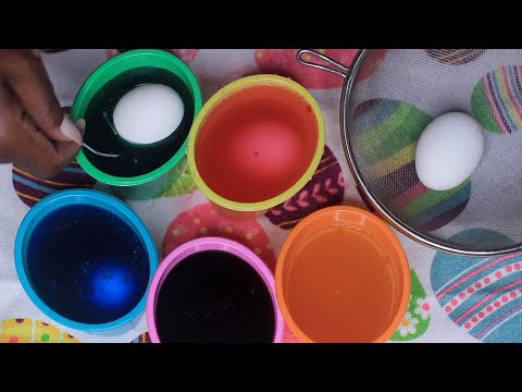 Coloring Eggs with Color Tablets Dye ASMR Chewing Gum
