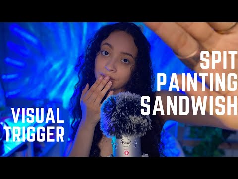 ASMR- MAKING YOU A SANDWICH + SPIT PAINTING (VISUAL TRIGGER + FACE CLEANING)🎨 🥪
