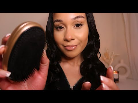 ASMR Friend pampers you to sleep to calm your anxiety 🤍 Facial, Hair brushing, Layered sounds