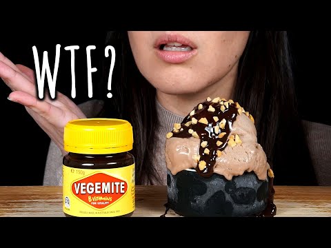 ASMR: Homemade Vegemite Ice Cream With Vegemite Fudge Sauce 😮 Soft Eating Sounds (Whispered)