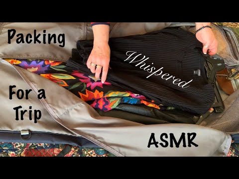 ASMR Packing suit case for trip (Whispered) Sounds of clothing, zippers, makeup, etc.