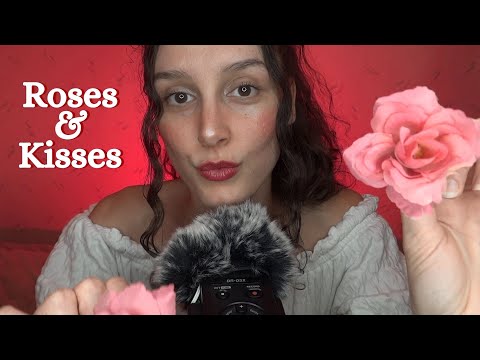 ASMR 👄 Kisses and Roses 🌹 (bisous, bruit de bouche, mouth sound, intense, english, glamour, fr)