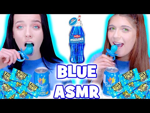 ASMR Eating Only Blue Food | Jello, Lollipops, Candy Spray MUKBANG 먹방