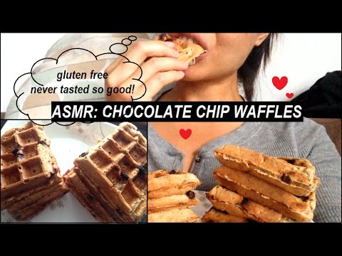 ASMR EATING SHOW : Gluten Free Chocolate Chip Waffles!