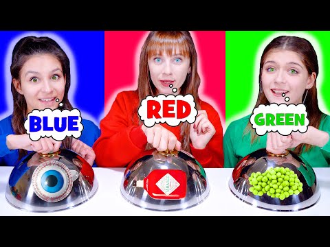 ASMR 1 Colour Food Eating Challenge | Blue Vs Green VS Red Food Battle and Mukbang by LiLiBu