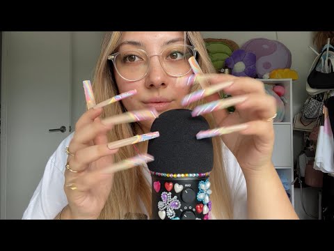 ASMR nail application, nail on nail tapping, mic tapping with and without foam cover 🖤 | Whispered