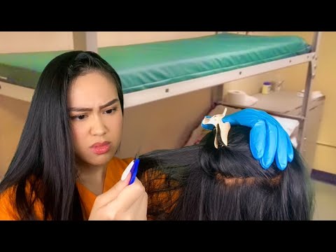ASMR Sassy Prison Inmate Gives U Lice Check + Treatment🍵👀 (scalp check, scratching,gum chewing RP)