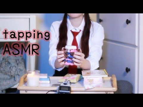 [ASMR] *extremely relaxing* tapping with fake nails 💤☁️ + whispering