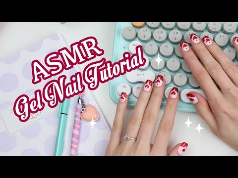 Romantic Hearts Gel Nail Tutorial (ASMR Soft spoken)