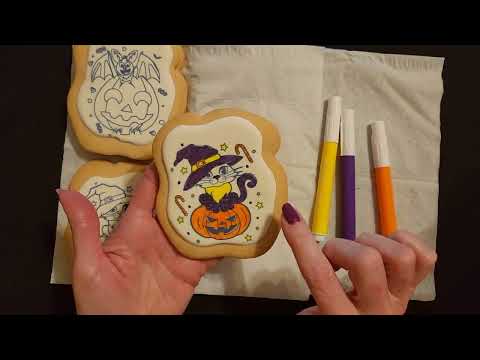 ASMR | Coloring Halloween Cookies 2023 (Soft Spoken)