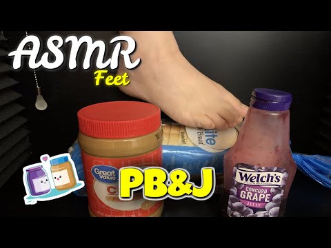 PEANUT BUTTER & JELLY(No Talking) BOTH FEET, LOAF OF BREAD AND STICKY SOUNDS| ASMR FEET