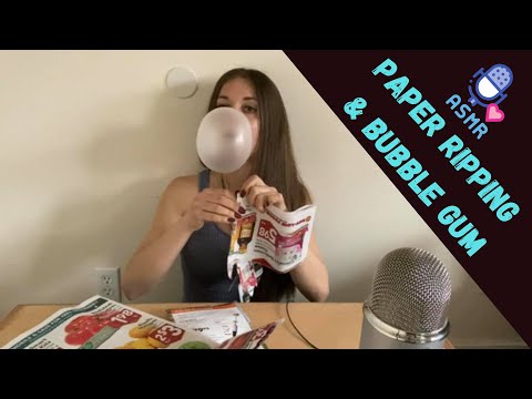 ASMR Paper Ripping while Blowing Bubble gum | NO TALKING