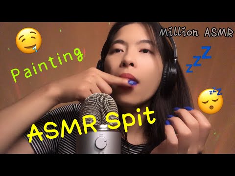 ASMR Spit Painting Tapping+Mouth Sounds (Part2) #spitpainting #asmrspitpainting #mouthsounds