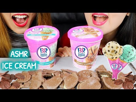 ASMR ICE CREAM & CHOCOLATE POTATO CHIPS 배스킨라빈스 아이스크림 리얼사운드 먹방 アイスクリーム  Kem cây | Kim&Liz ASMR