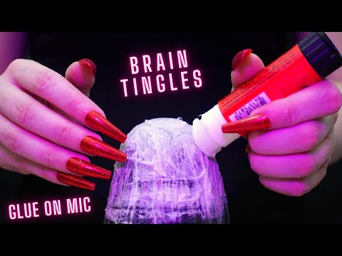 Asmr Glue on Mic | Best Asmr No Talking for Sleep and Relaxation with Long Nails - 4K