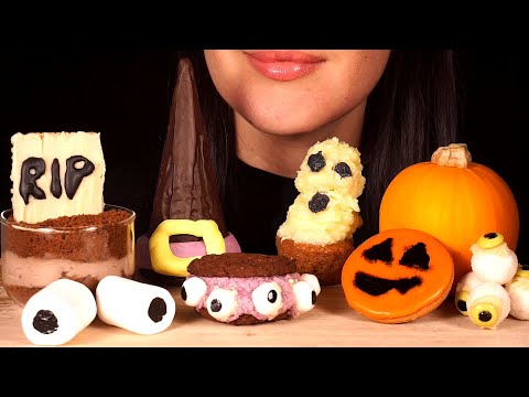 ASMR Halloween Treats ~ Cupcake, Cookies, Chocolate Pudding (No Talking)