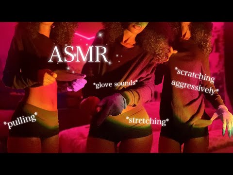 ASMR Fast & Aggressive Scratching, Pulling And Stretching Fabric With Latex Gloves ✨+ More!   #asmr