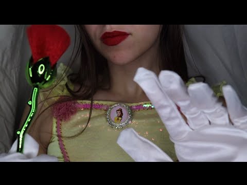ASMR Princess Belle pampers you / satin gloves camera touching & face brushing