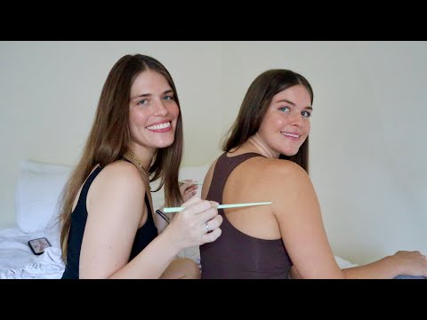 ASMR | Back tracing with my sis 💕 (guess the drawing, whisper, scratching, tracing)