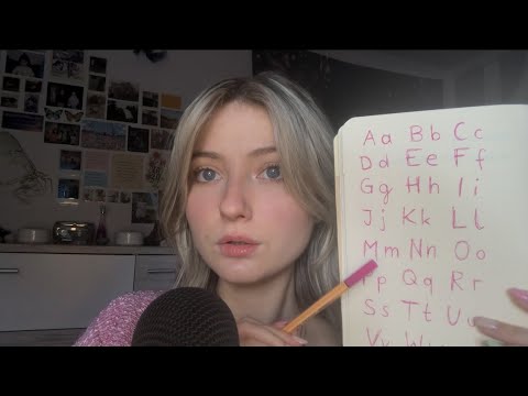 ASMR| teaching you german (alphabet, numbers from 1-10)| close to the mic whispers