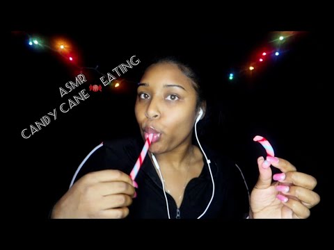 [ASMR] Candy Cane Eating With Wet Mouth Sounds & Crunchy sounds ❤️💚 😋