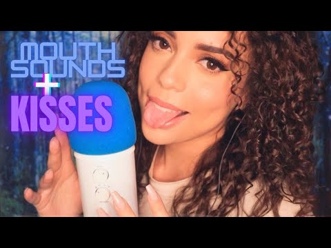 ASMR 💙 mouth sounds + kisses 💜 { breathy, face touching)