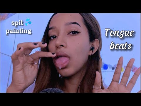 ASMR SPIT PAINTING YOUR FACE continuation WITH MANY TONGUE BEATS 👅 #asmr #viral #spitpainting