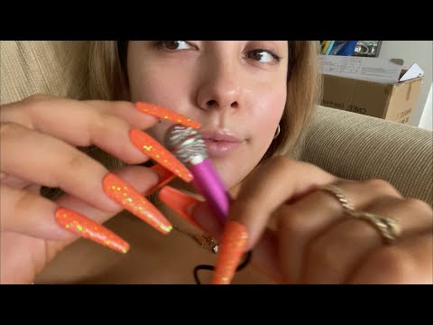 ASMR with my mini mic 🧡 ~scratching, tapping, mouth sounds~ | Whispered