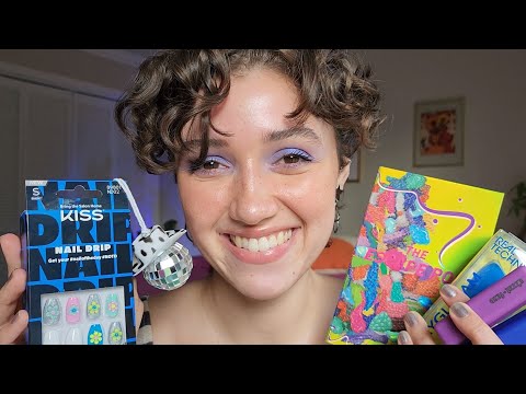 ASMR Chatty Whispered Haul 💄 (tapping, scratching, chatty makeup, clothes, fidgets, & nails haul)