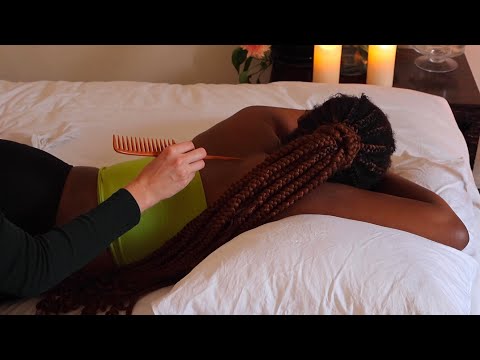 ASMR Tingly Back Scratching, Tracing and Hair/Braids Play on Amarriah (Whisper)
