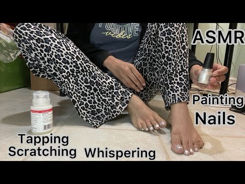 ASMR Tapping And Scratching Whisper  (Painting My Nails)💖 (tapping and scratching asmr) 💅 💖