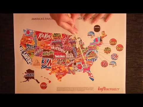 ASMR Favorite Halloween Candy Map by State with Pointer ☀365 Days of ASMR☀