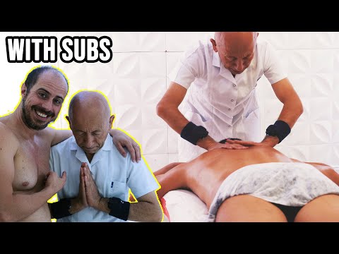 ASMR PINK BARBER - full body MASSAGE - first time with SUBTITLES 💪