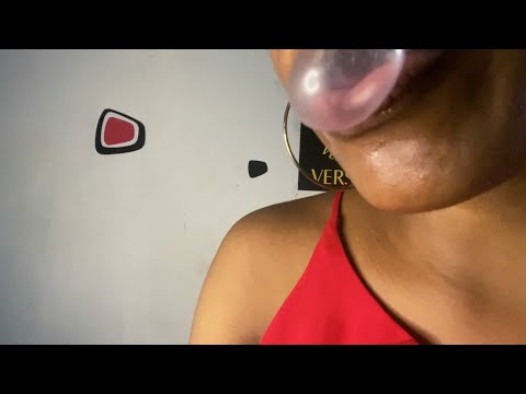 ASMR Gum Chewing with Whispering| Visuals| Blowing bubbles
