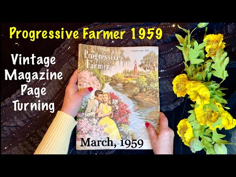 ASMR Vintage magazine page turning! (No talking only) Naturally water damaged crinkles/1959 Farmers
