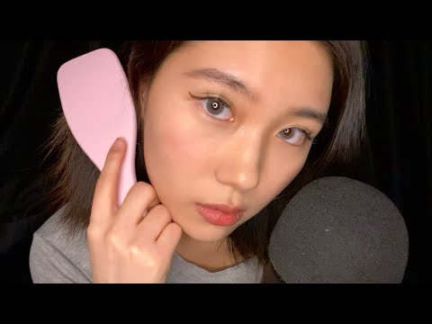 ASMR❤️HAIR BRUSH SOUND(Whispering,Triggers,Mouth sounds,Combing)