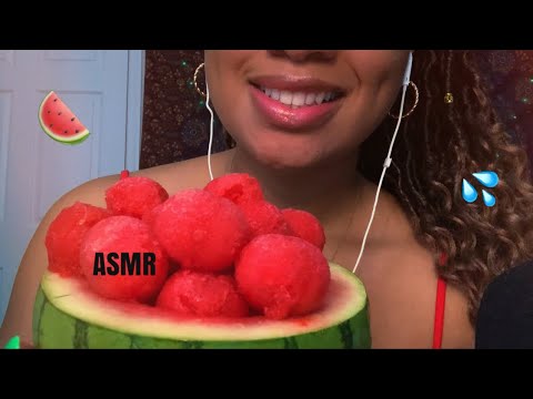 ASMR | Watermelon Melon  Ice Balls 🍉 🧊 Crunchy Eating Sounds | Slurping, Smacking 💦👄