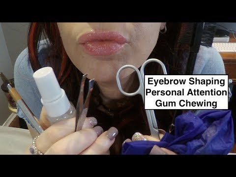 ASMR Gum Chewing Eyebrow Shaping. Personal Attention for Men & Women