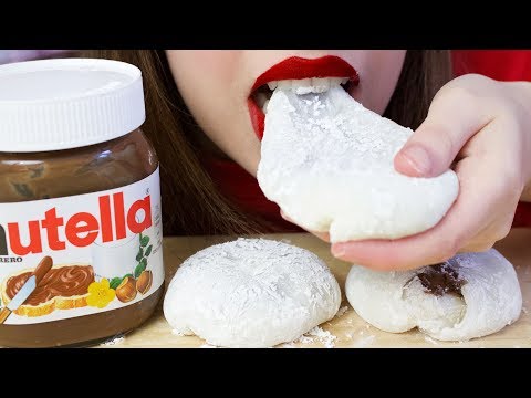 ASMR NUTELLA MOCHI | Chocolate Spread Filled Rice Cakes (STICKY Eating Sounds) No Talking