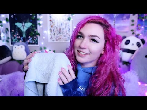 cozy towel ear massage ASMR (fabric sounds, relaxing, little whispering intro)