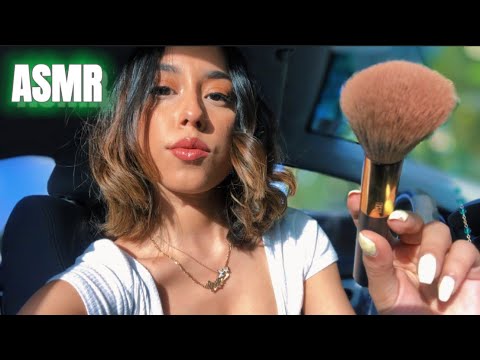 ASMR Doing your Makeup & Hair in the Car (Realistic & Tingly)